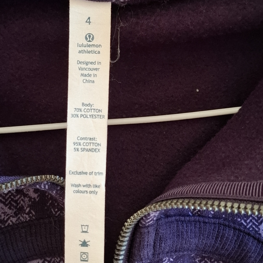 Lululemon Athletica Womens Purple Floral Long Sleeve Full Zip Hoodie Size 4 - Picture 5 of 8